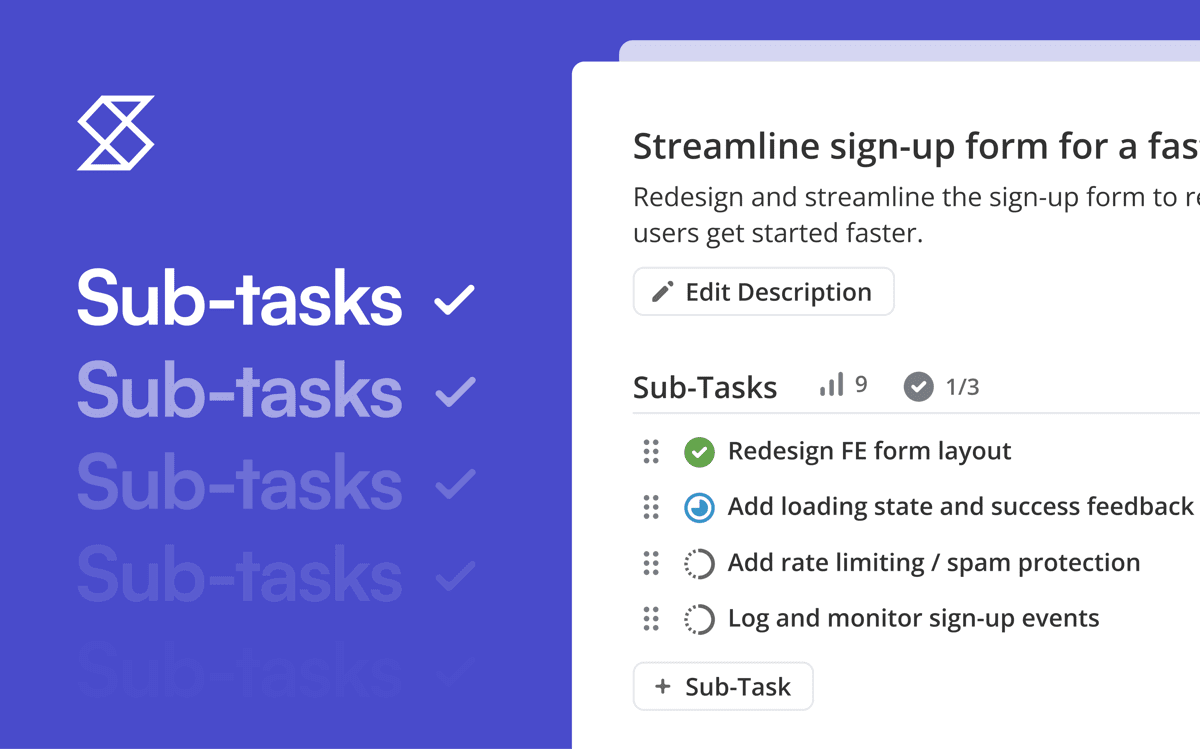 Sub-tasks in Shortcut