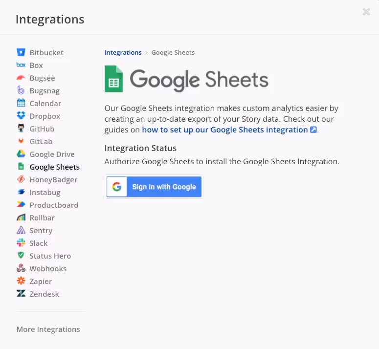 Shortcut Google Sheets Integration