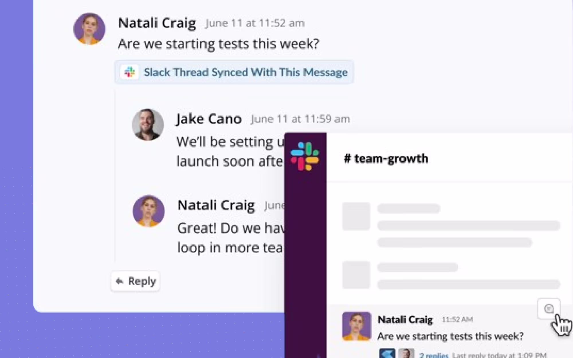 Slack Thread Sync feature illustration