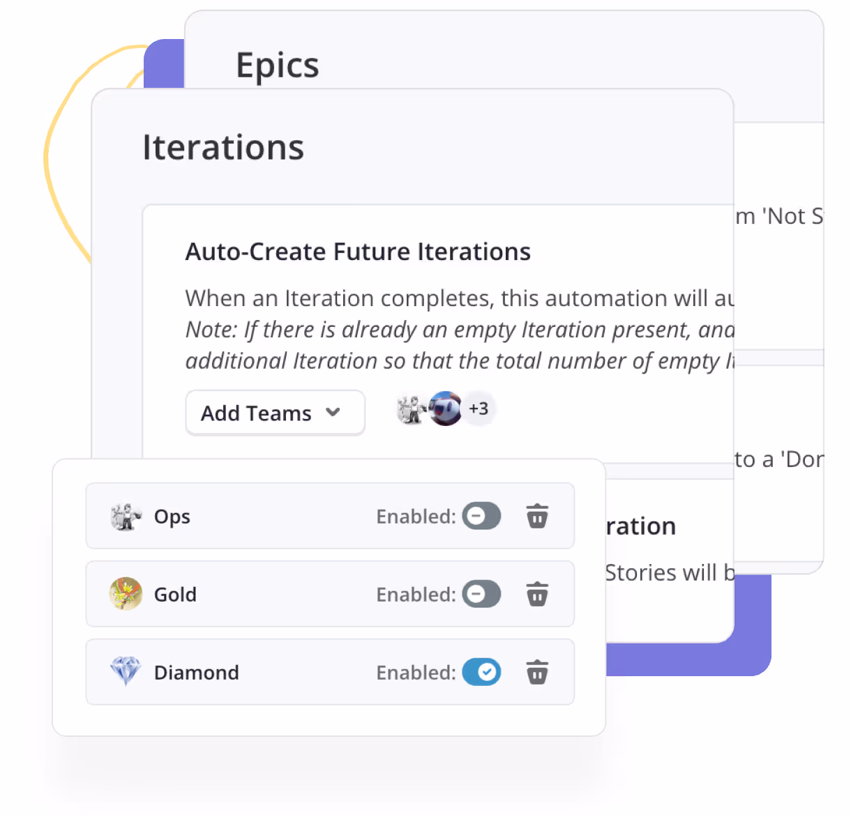 Automations managing epics and iterations in Shortcut