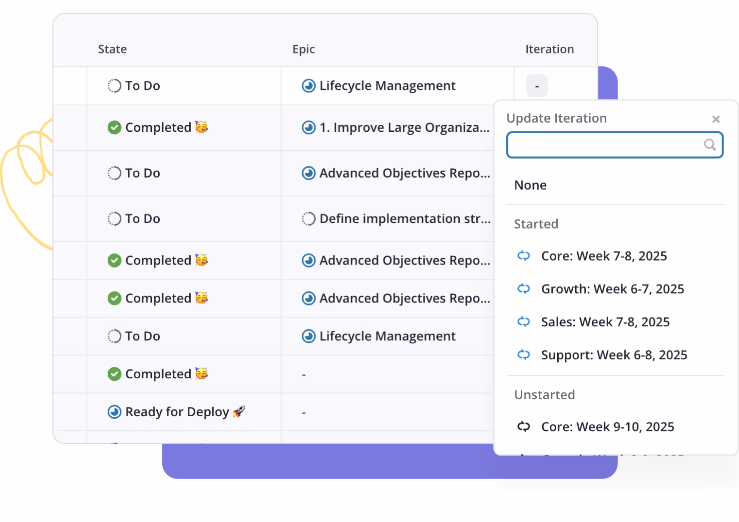Moving Stories from the Backlog into an Iteration in Shortcut