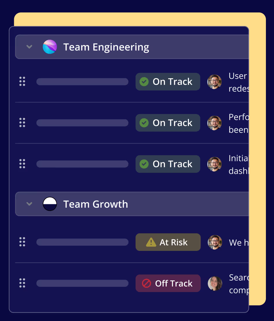 Company roadmap and alignment view in Shortcut